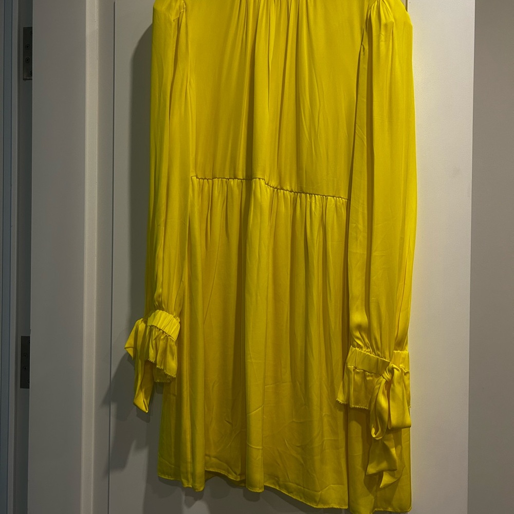 Alice + Olivia Yellow Tie Front Mini Dress